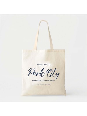 Ninastore Kişiselleştirilmiş Düğün Hoş Geldiniz Çantası - Pamuklu Kanvas, Park City Tarzı