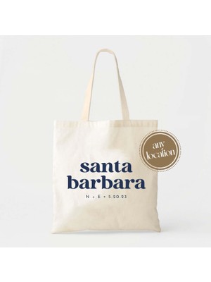 Ninastore Santa Barbara Düğün Tote Çantası - Pamuklu Kanvas, Yeniden Kullanılabilir