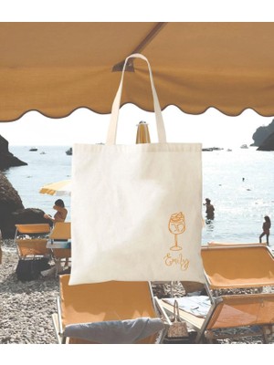 Ninastore Nedime Tote Çantası: Aperol Spritz Design - Pamuklu Kanvas