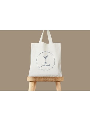 Ninastore Bekarlığa Veda Pamuklu Kanvas Tote Martini Baskılı (9X11 Veya 16X15 Inç)
