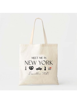 Ninastore New York Pamuklu Kanvas Tote - Gelinler Veya Seyahatler Için Kişiselleştirilmiş