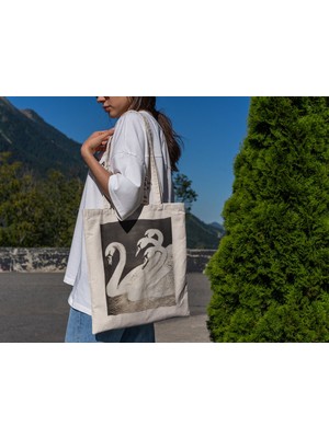 Ninastore Swan Tote Çanta - Estetik Tote Çanta, Şirin Tote Çantalar, En Iyi Kitap Çantası