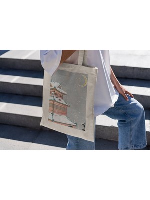 Ninastore Japonya'da Karlı Gece Tote Çantası - En Iyi Tote Çantalar, Estetik Seyahat Çantaları, Kitap Çantaları