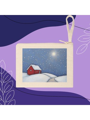 Ninastore Karlı Kış Evi Fermuarlı Kese - Şirin Fermuarlı Keseler, En Iyi Fermuarlı Keseler, Estetik Fermuarlı Keseler, Fermuarlı Keseler