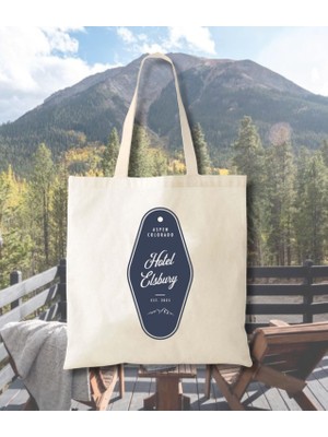Ninastore Dağ Oteli Kanvas Tote - Rustik Düğün Hediye Çantası