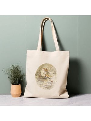 Ninastore Beatrix Potter, Jeremy Fisher Tote Çanta. %100 Pamuk Çevre Dostu Estetik Alışveriş Çantası, Ömür Boyu Kullanabileceğiniz Çanta
