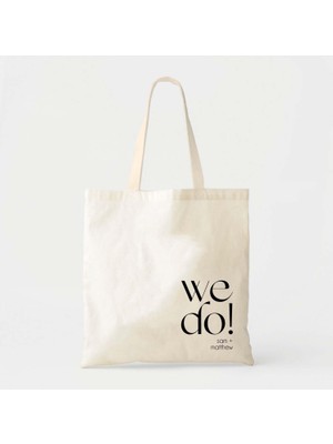 Ninastore Kişiselleştirilmiş Düğün Tote Çantası - Kanvas Pamuk, Özel Yazı