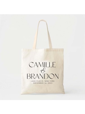 Ninastore Destination Düğün Tote Çantası: Özel Pamuklu Kanvas (Büyük ve Küçük Boyutlar)