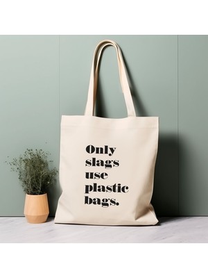 Ninastore %100 Pamuklu Tote Çanta, Sadece Cüruflar Plastik Poşet Kullanır. Çevre Dostu Alışveriş Çantası, Ömür Boyu Çanta