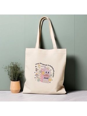 Ninastore %100 Pamuklu Tote Çanta, Kaygımla Mücadele Edecek Cesaretim Var, Olumlu Ruh Sağlığı Sözü, Çevre Dostu Alışveriş Çantası, Ömür Boyu Çanta