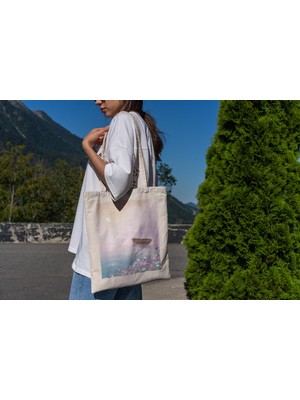Ninastore Gün Batımı Tekne Tote Çantası - Estetik Tote Çanta, Tote Çanta, Kanvas Çanta, Kitap Çantası, En Iyi Tote Çanta, Hediye Tote Çanta, Estetik Tote Çanta