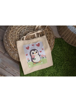 Ninastore Penguen Tote Çanta - Estetik Tote Çanta, Şirin Tote Çanta, Kitap Çantası, En Iyi Tote Çantalar, Estetik Tote Çanta, Kitap Çantası Hediyesi, Tote Çanta Hediyesi, Hayvan Çantası