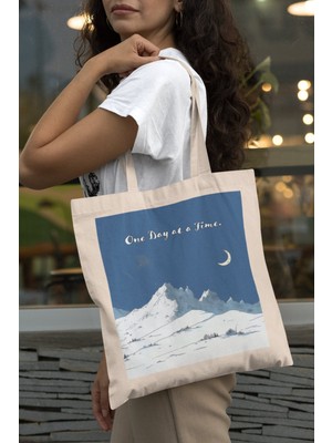 Ninastore Rahat Dağ Tote Çantası - Sevimli Tote Çantalar, Kitap Çantaları, Estetik Kitap Çantası, Alışveriş Çantaları,