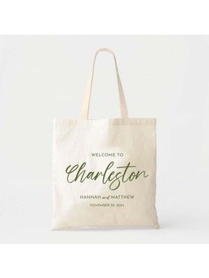 Ninastore Düğün Hoş Geldiniz Çantası: Charleston Tasarım Kanvas (Özel Yazı Seçenekleri)