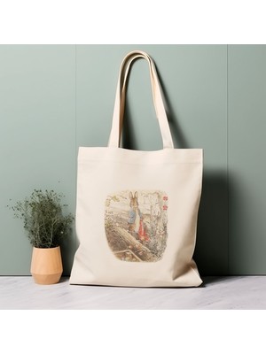 Ninastore Beatrix Potter, Peter Rabbit Tote Çanta. %100 Pamuk Çevre Dostu, Estetik Alışveriş Çantası, Ömürlük Çanta