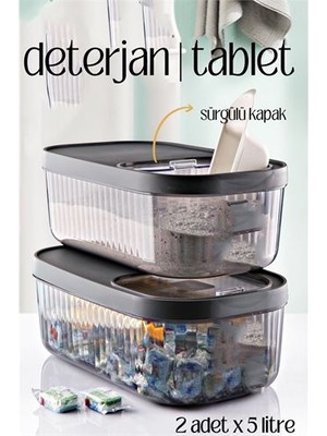 Hsnet Multibox Deterjan Tablet Kutusu Sürgülü Kapak 5 Litre 2 Adet - F614K875-U76614