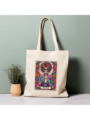 Ninastore Tarot Kartı Tote Çanta, Anne, Iskelet, Anneler Günü Hediyesi %100 Pamuklu Tote Çanta. Çevre Dostu, Estetik Alışveriş Çantası, Ömür Boyu Kullanabileceğiniz Çanta.