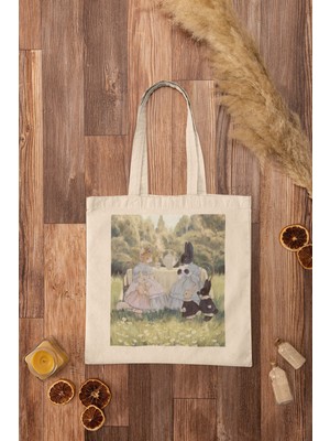 Ninastore Sevimli Kedi ve Tavşan Çay Partisi Tote Çantası