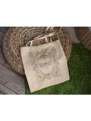 Ninastore Çiçekli Yusufçuk Tote Çanta - Sevimli Tote Çanta, Çiçekli Tote Çanta, Alışveriş Çantası, Yeniden Kullanılabilir Alışveriş Çantası, Çevre Dostu Omuz Çantası, Estetik Tote Çanta