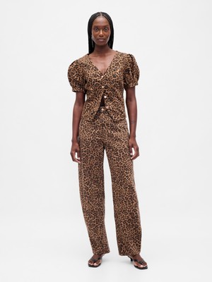 Gap Kadın Kahverengi High Rise Barrel Jean Pantolon