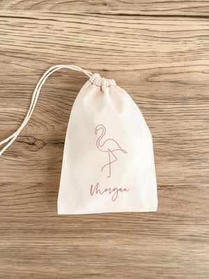 Ninastore Kişiye Özel Flamingo Hediye Çantası - Partiler Için Muslin Bağcıklı