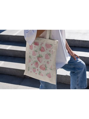 Ninastore Coquette Çilek Tote Çanta - En Iyi Tote Çanta Koleksiyonu, Şirin Tote Çantalar, Estetik Tote Çantalar, Şirin Tote Çantalar, Pembe Tote Çanta Koleksiyonu