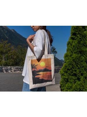 Ninastore Kauai'de Gün Batımı Tote Çantası - Estetik Tote Çanta, Şirin Tote Çanta, Hediye Tote Çanta, Estetik Tote Çanta, Kitap Çantası, Alışveriş Çantası, Hawaii Tote Çantası