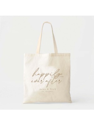 Ninastore Kişiye Özel Düğün Tote Çantası: Pamuklu Kanvas (Kişiselleştirilmiş Metin, Büyük Veya Küçük)