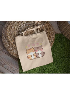 Ninastore Cat Paw Pals - Sevimli Tote Çantalar, Estetik Tote Çanta, Tote Çanta, Alışveriş Çantası, Kitap Çantası, Tote Çanta, Kanvas Çanta, Tote Çanta