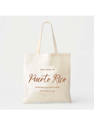 Ninastore Porto Riko Düğün Tote Çantası - Kişiselleştirilmiş Kanvas Plaj Hediyesi