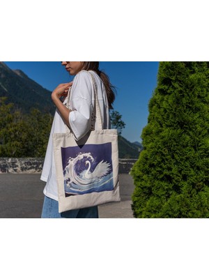 Ninastore Büyülü Deniz Kuğusu Tote Çanta - En Iyi Tote Çantalar, Şirin Tote Çanta Koleksiyonu, Estetik Kitap Çantaları, Eğlenceli Kitap Çantası