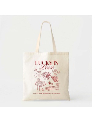 Ninastore Bekarlığa Veda Partisi Çantası: Lucky In Love Vegas Tasarımı (Pamuklu Kanvas)