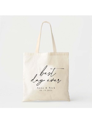 Ninastore Düğün Tote Çantası: Kişiselleştirilmiş Kanvas Misafir Hediyesi (Birden Fazla Boyut)