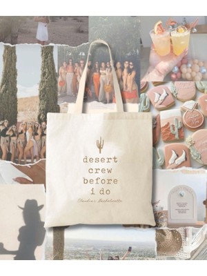 Ninastore Çöl Bekarlığa Veda Tote Çantası - Kaktüs Desenli Pamuklu