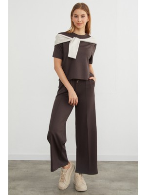 FullaModa Beli Bağlamalı Önü Çimalı Modal Eşofman Altı