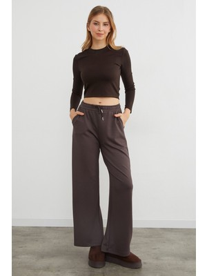 FullaModa Beli Bağlamalı Cepli Modal Eşofman Altı