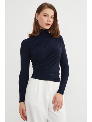 FullaModa Drapeli Balıkçı Yaka Bluz