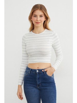 FullaModa Basic Çizgili Likralı Body