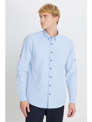 Altınyıldız Classics Tailored Slim Fit Dar Kesim Düğmeli Yaka Gofre Desenli Gömlek