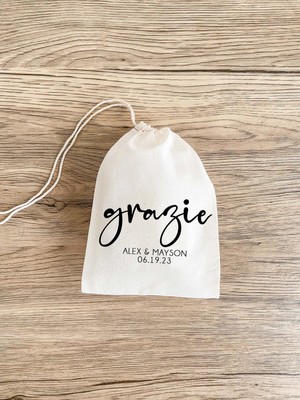 Ninastore Italyan Düğün Hediye Çantaları, Muslin Grazie Tasarımı (Kişiselleştirilebilir)