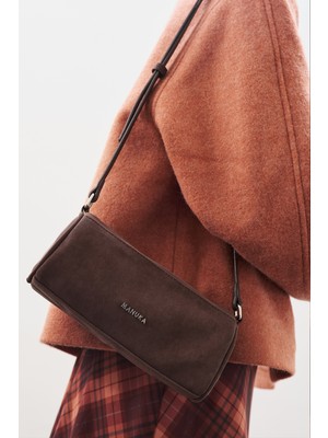 Manuka Süet Mini Oval Çanta Acı Kahve