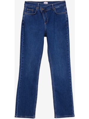 Mustang Yüksek Bel Bol Paça Geniş Fit Indigo Kadın Denim Pantolon M5WL-PNT1316