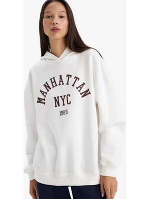 DeFacto Relax Fit Kapüşonlu Baskılı Sweatshirt G6965AX25WN