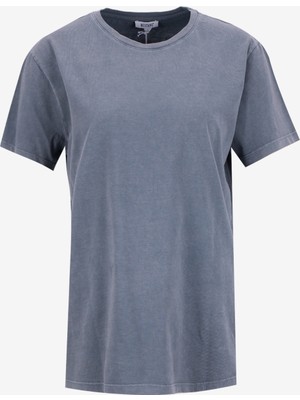 Mustang Bisiklet Yaka Baskılı Antrasit Kadın T-Shirt M5WL-TST1051