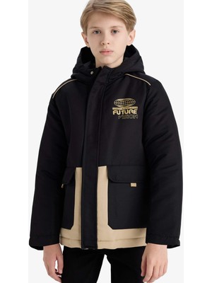 DeFacto Su İtici Kapüşonlu Fermuarlı Mont Erkek Çocuk E9357A825WN