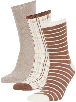 DeFacto Kadın 3'lü Pamuklu Uzun Çorap Y6748AZNS