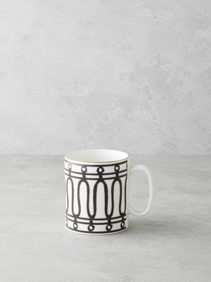 English Home White Charmed Bone Porselen Kupa 290 ml Siyah-Beyaz-Gold
