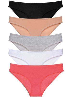 Venüs Shopping 5 Adet Süper Eko Set Likralı Kadın Slip Külot Siyah Ten Gri Beyaz Fuşya