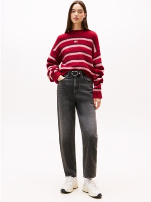 Tommy Jeans Yüksek Bel Düz Paça Tapered Fit Siyah Kadın Denim Pantolon DW0DW218121BZ