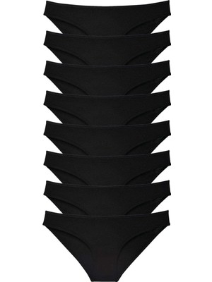 Venüs Shopping 8 adet Süper Eko Set Likralı Kadın Slip Külot Siyah